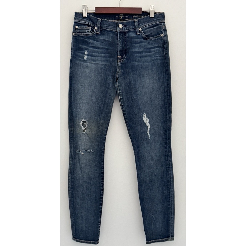 7 FOR ALL MANKIND Jeans Womens 30 Blue Gwenevere Skinny Dark Wash Salvaged Y2K